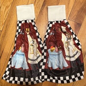 Vintage Style Kitchen hanging Towels with Chef Design (2)
